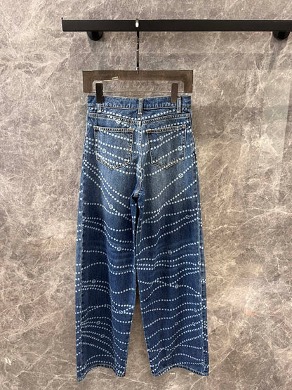 25 new pearl print logo wide-leg jeans