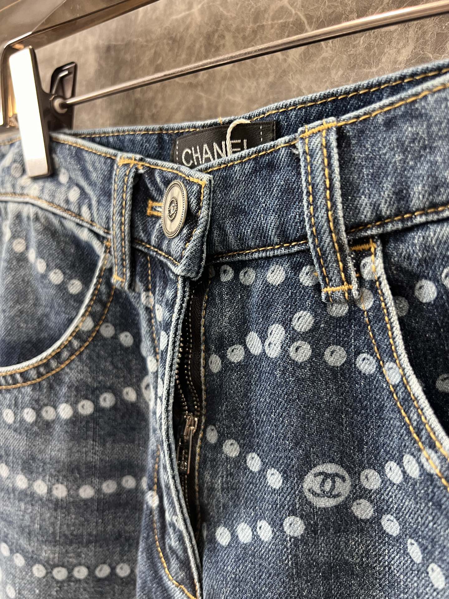 25 new pearl print logo wide-leg jeans