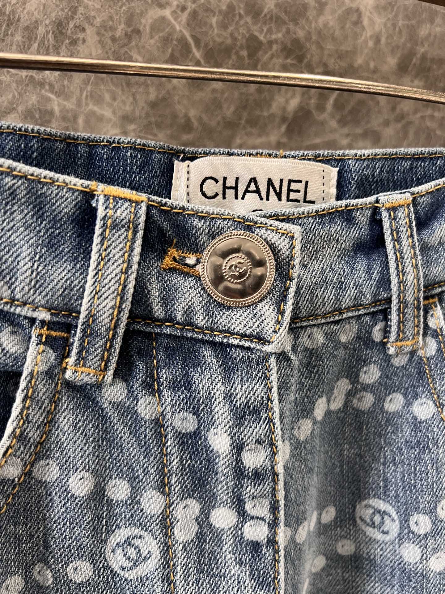 25 new pearl print logo wide-leg jeans