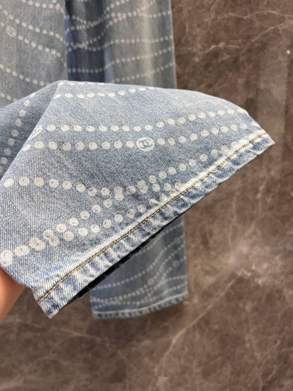 25 new pearl print logo wide-leg jeans