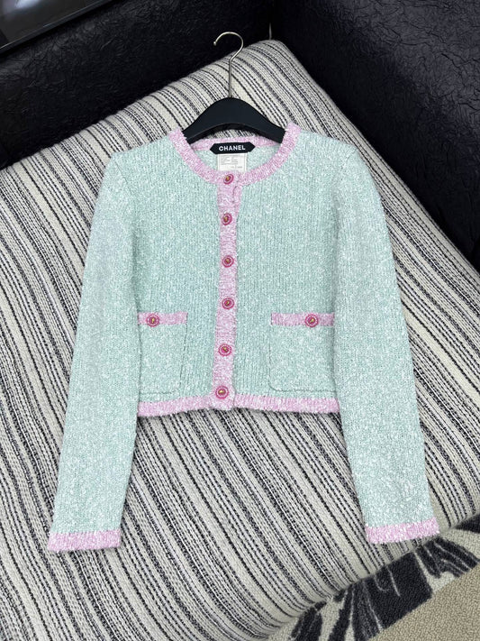 25fw new retro yarn round neck cardigan