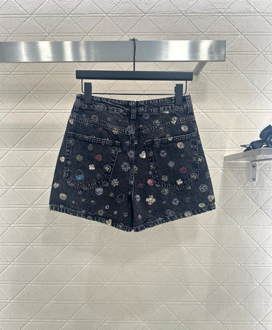 25fw new wide-leg laser denim shorts