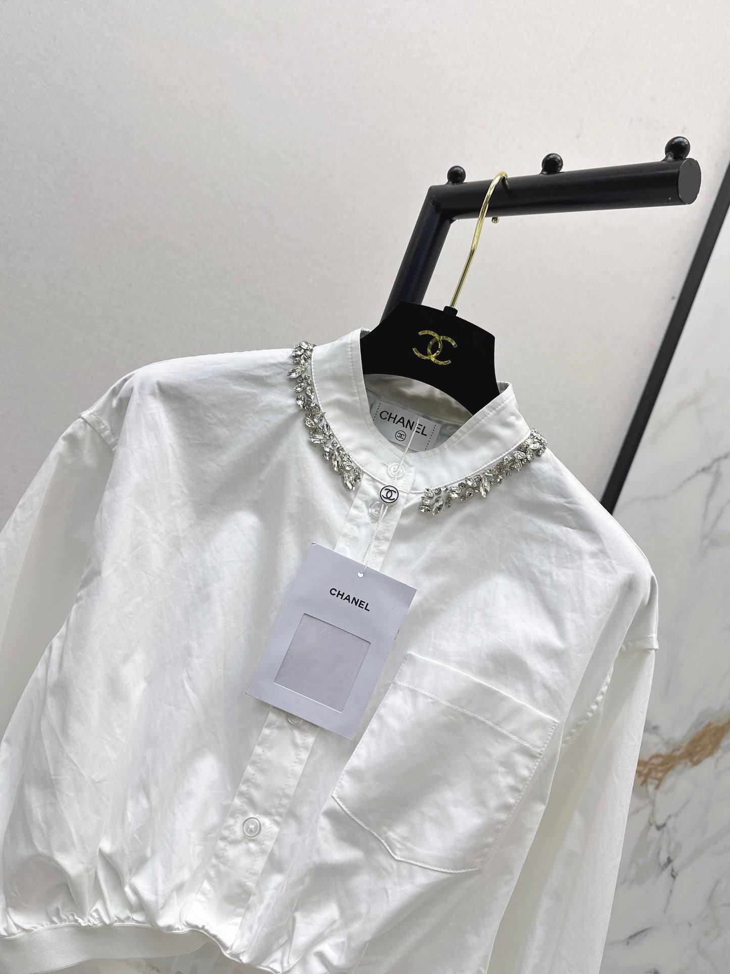 25fw new rhinestone short shirt
