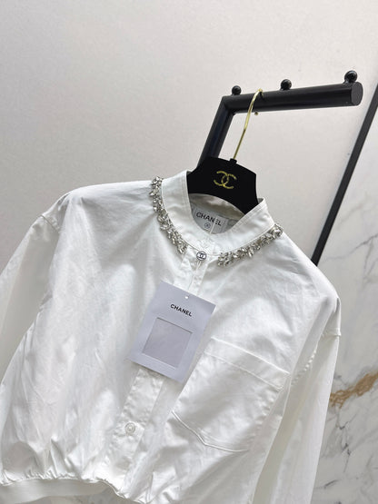 25fw new rhinestone short shirt