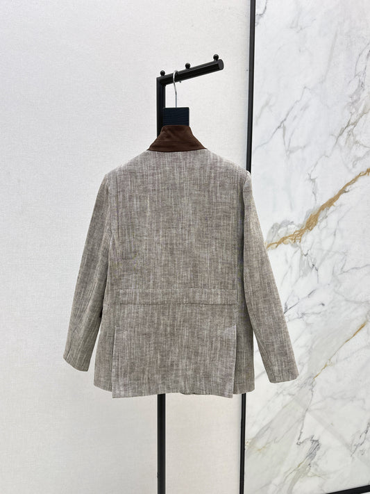 25fw new linen blend stand collar jacket