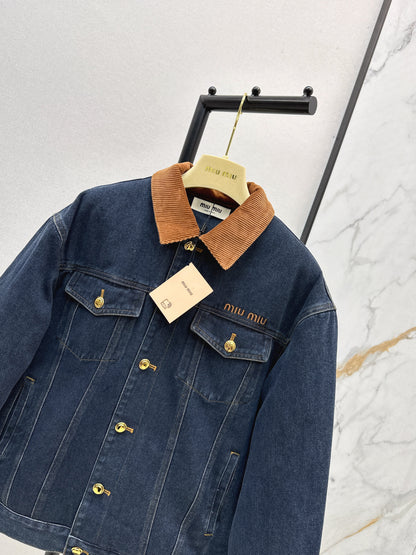 25fw new contrast color lapel denim cotton jacket