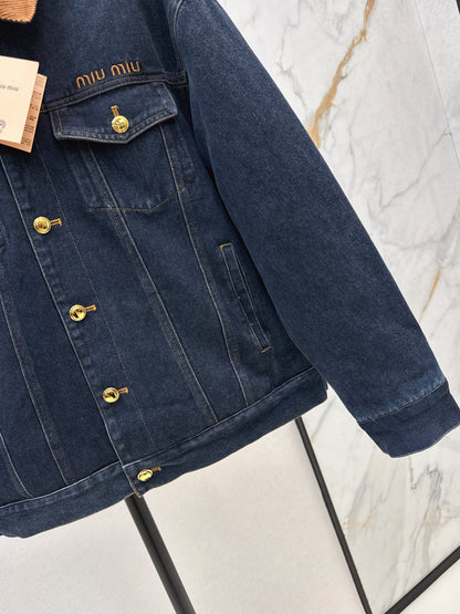 25fw new contrast color lapel denim cotton jacket