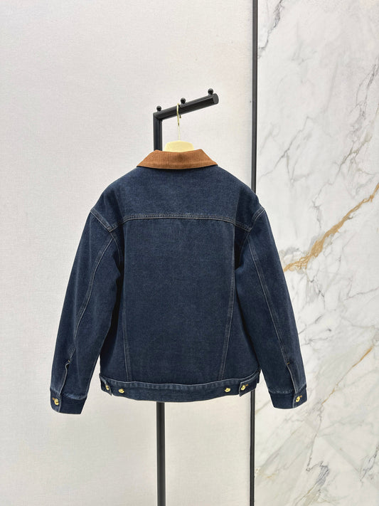 25fw new contrast color lapel denim cotton jacket