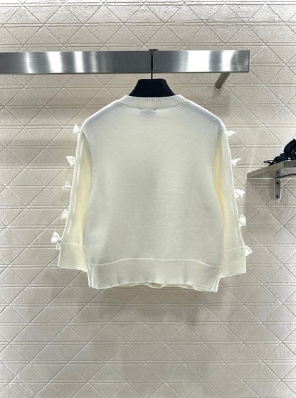 25 Bow decoration cashmere knitted cardigan