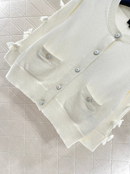 25 Bow decoration cashmere knitted cardigan