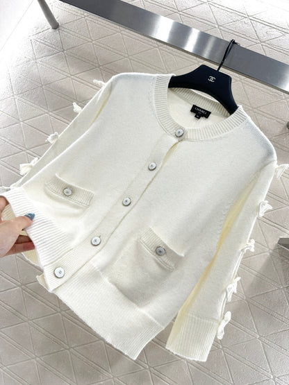25 Bow decoration cashmere knitted cardigan
