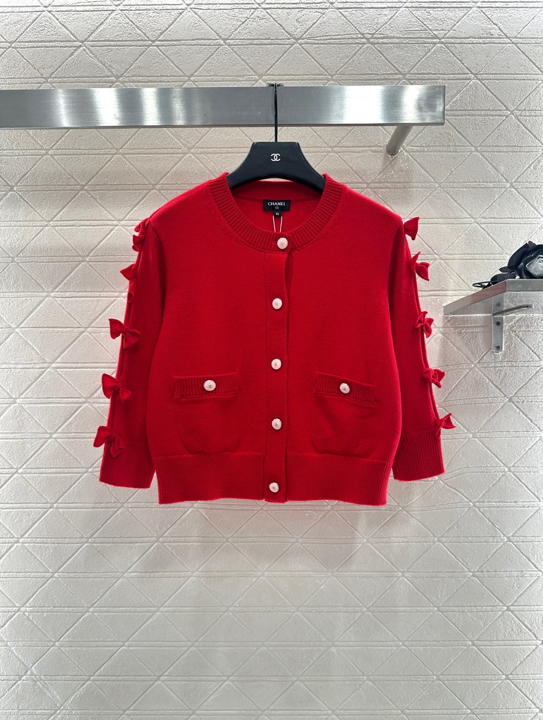 25 Bow decoration cashmere knitted cardigan