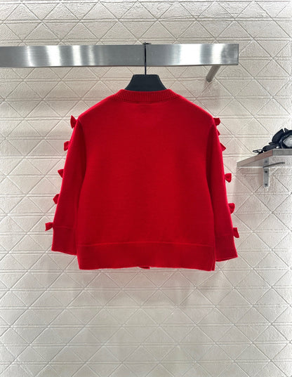 25 Bow decoration cashmere knitted cardigan