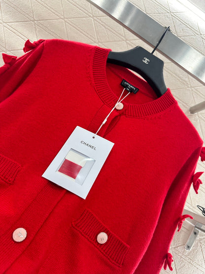 25 Bow decoration cashmere knitted cardigan