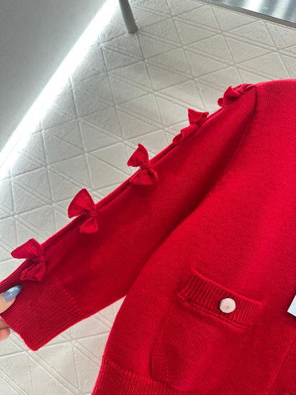 25 Bow decoration cashmere knitted cardigan