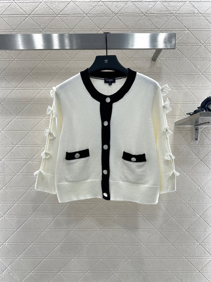 25 Bow decoration cashmere knitted cardigan