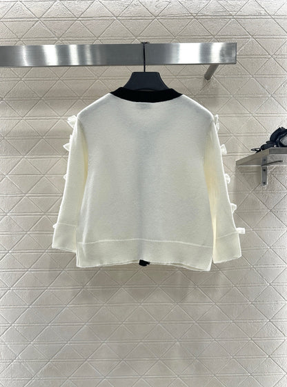 25 Bow decoration cashmere knitted cardigan