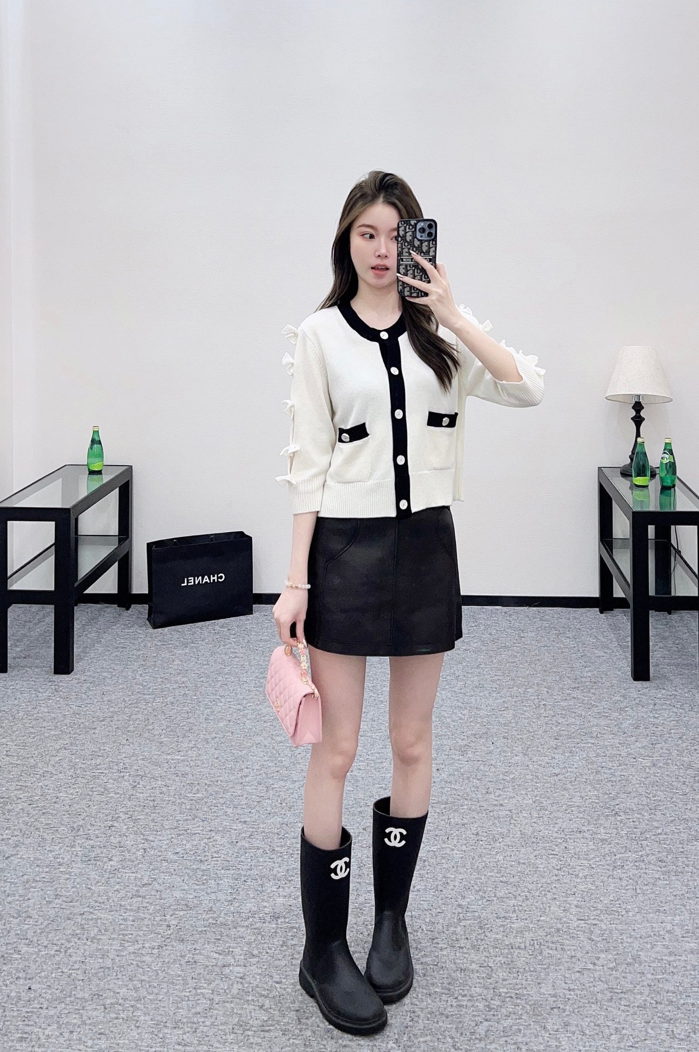 25 Bow decoration cashmere knitted cardigan