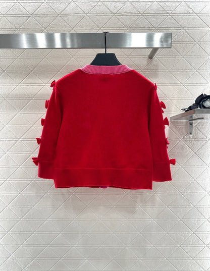 25 Bow decoration cashmere knitted cardigan
