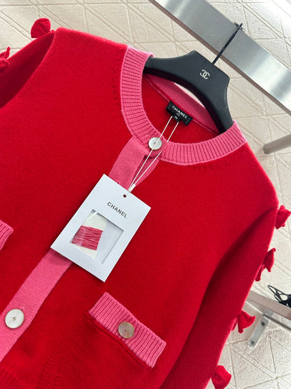 25 Bow decoration cashmere knitted cardigan