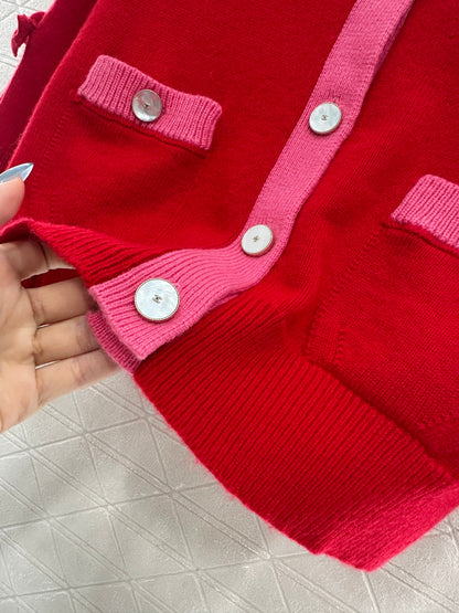 25 Bow decoration cashmere knitted cardigan