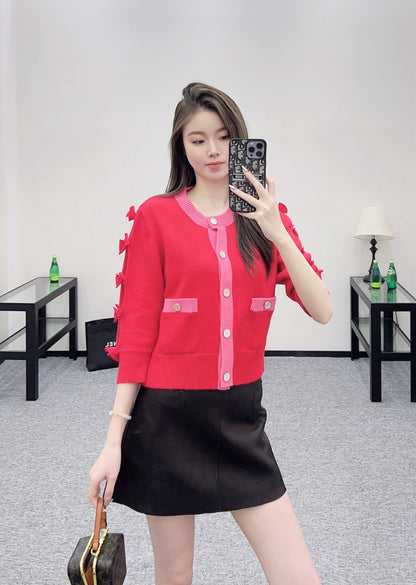 25 Bow decoration cashmere knitted cardigan