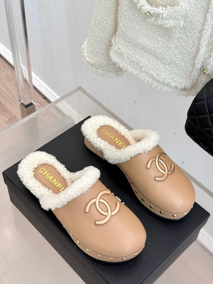 25 New Solid Wood Sole Thick-Sole Half Slippers