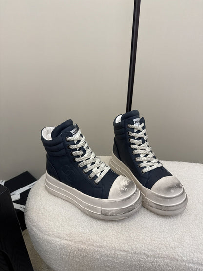 25 Make old thick soled mid top casual shoes（WHITE/NAVY/BLACK）