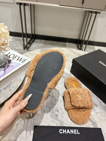 25fw new pocket woolen slippers