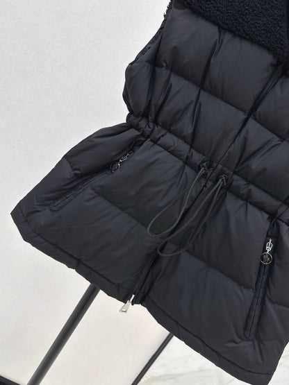 25 New environmentally friendly lambswool down jacket vest(White/Black)