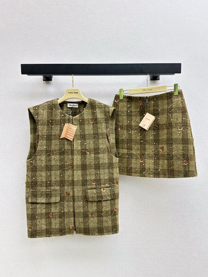 25 Plaid Series Beaded Sequin Vest Jacket