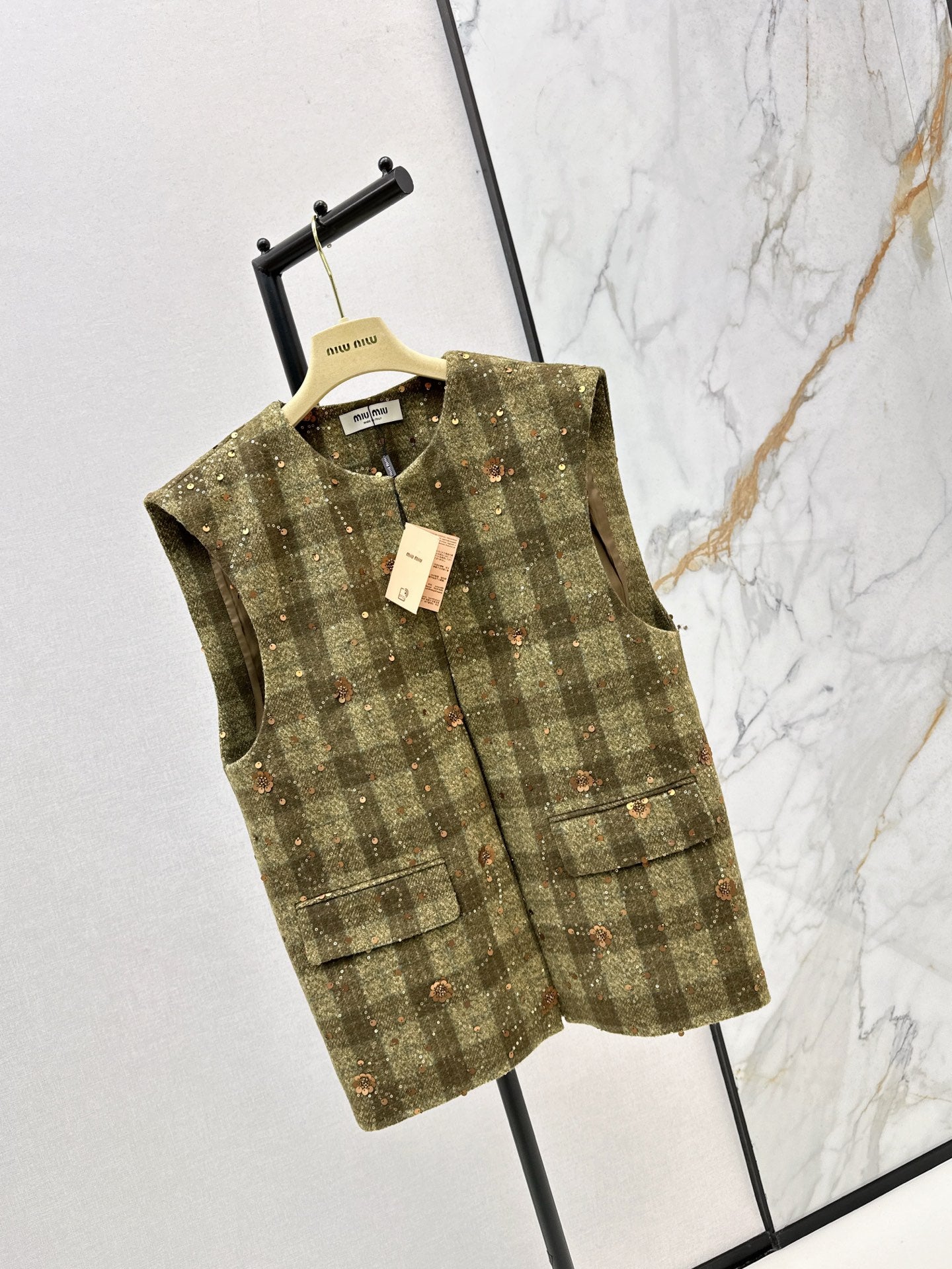 25 Plaid Series Beaded Sequin Vest Jacket