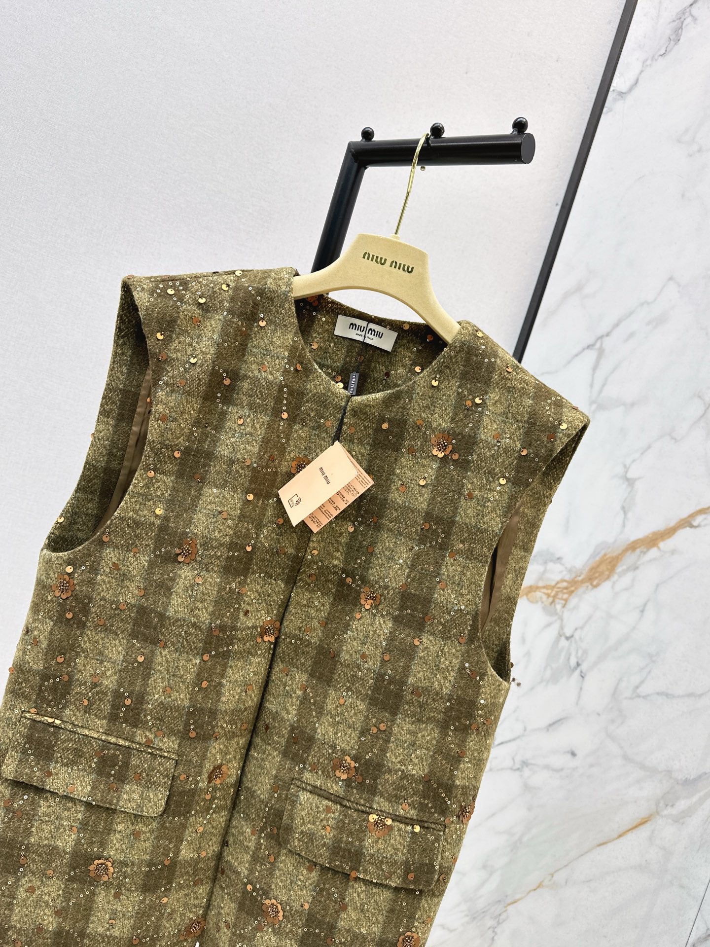25 Plaid Series Beaded Sequin Vest Jacket