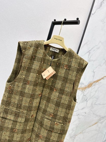 25 Plaid Series Beaded Sequin Vest Jacket