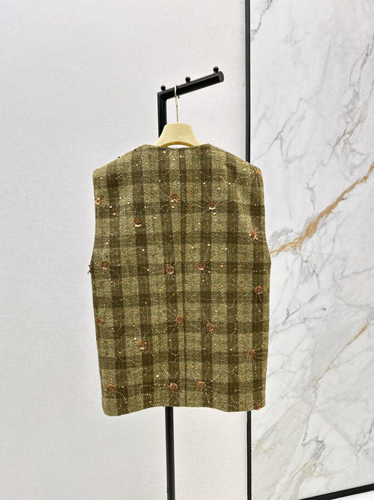 25 Plaid Series Beaded Sequin Vest Jacket