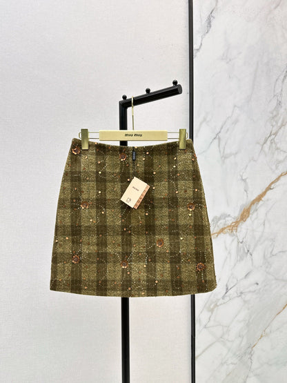 25 Plaid Series Beaded Sequin Shorts