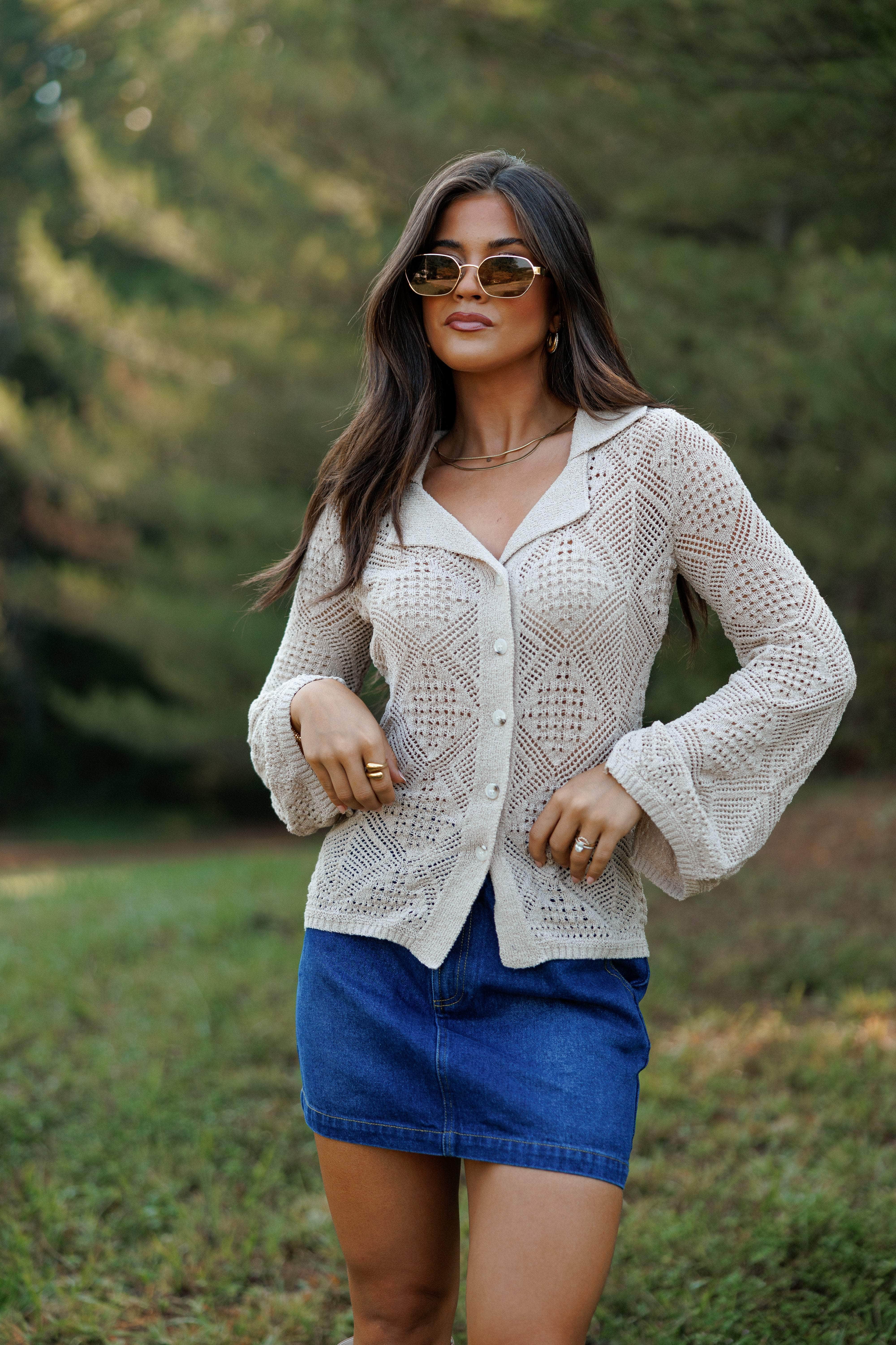 Through The Grid Knit Top