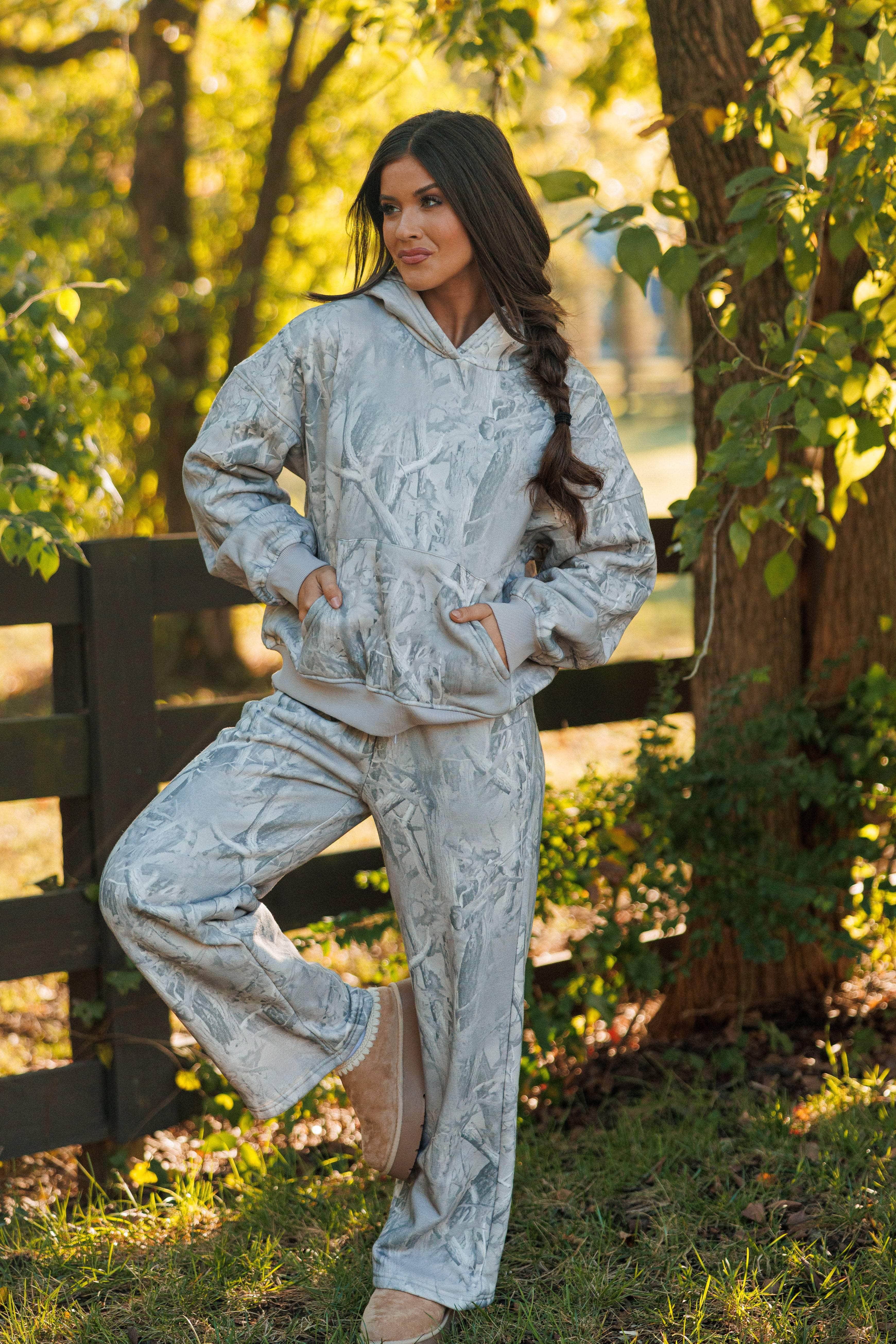 Grey Camo Printed Hoodie