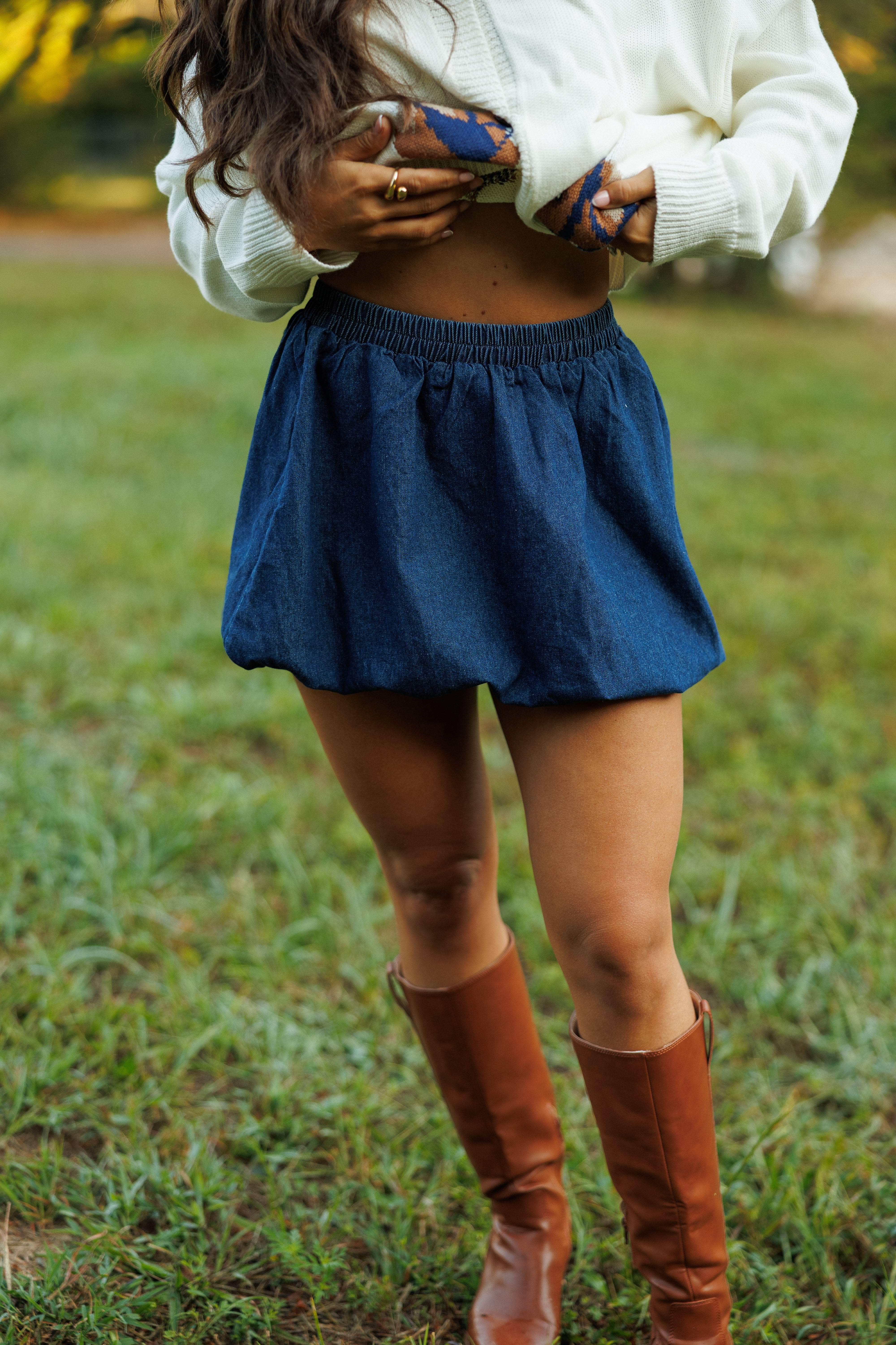 Denim Balloon Mini Skirt