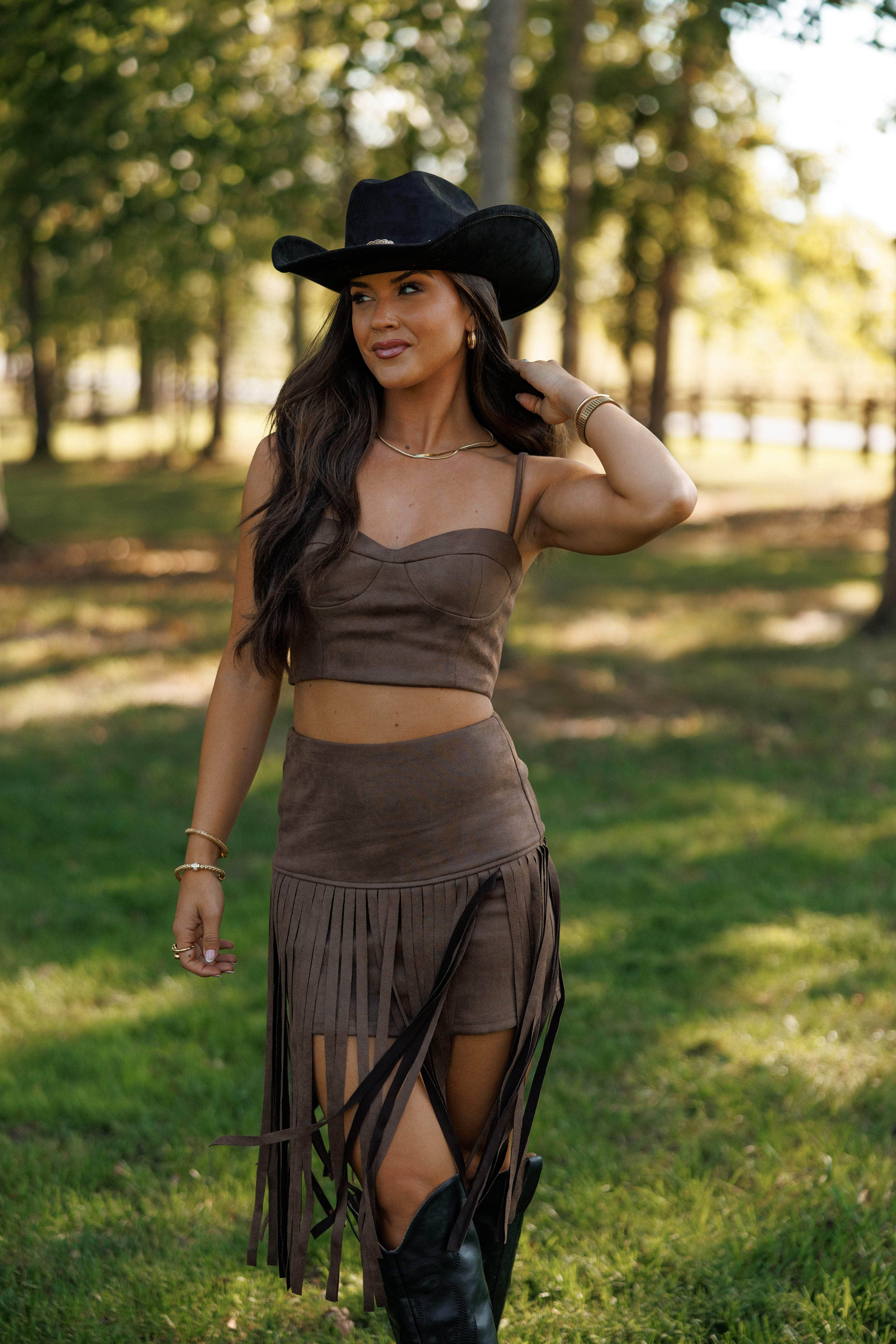 Western Spirit Suede Bustier Top