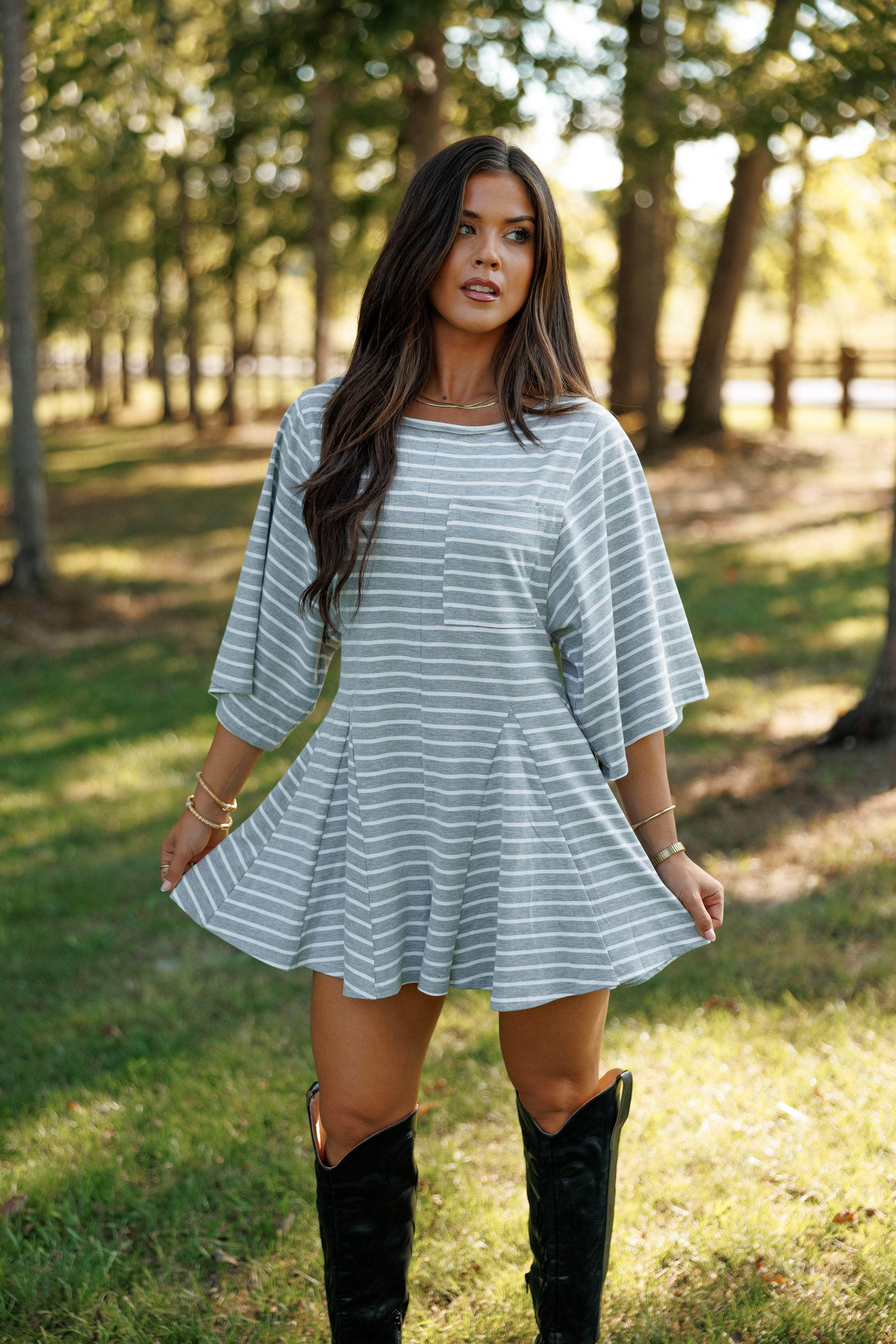 Striped Front Pocket Romper