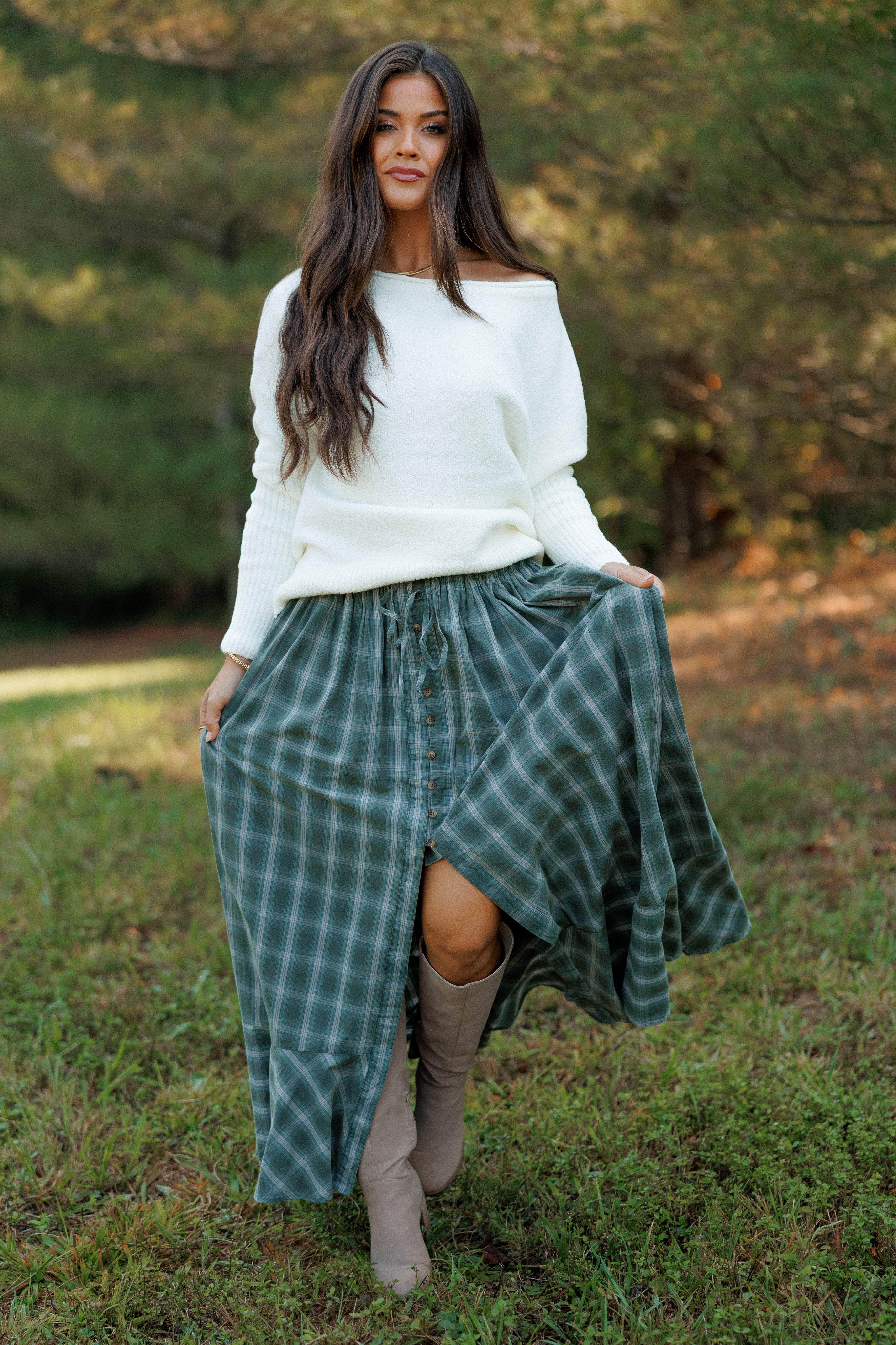 [Pre-Order!] Plaid Cotton Maxi Skirt