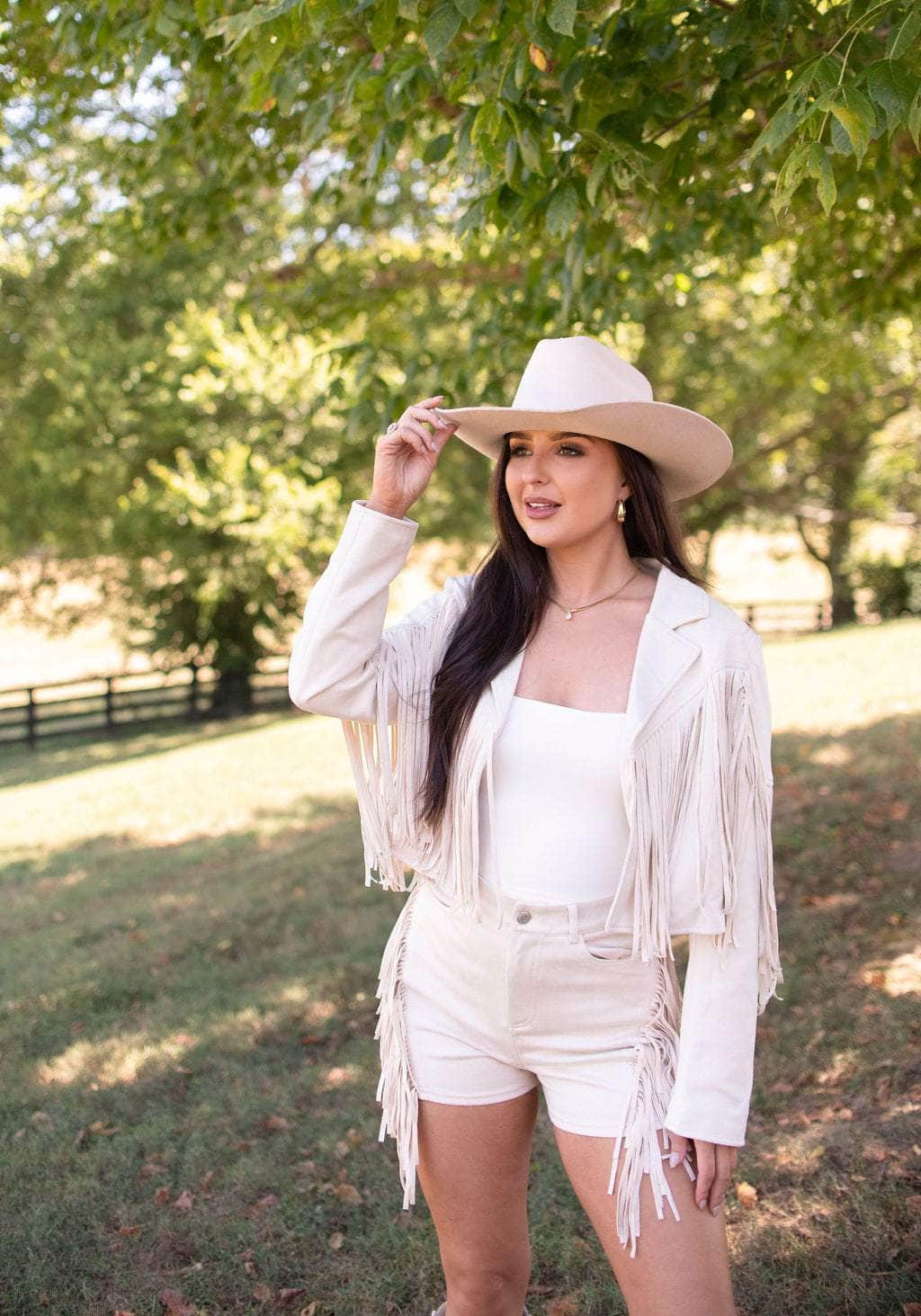 Festive Fringe Faux Suede Jacket