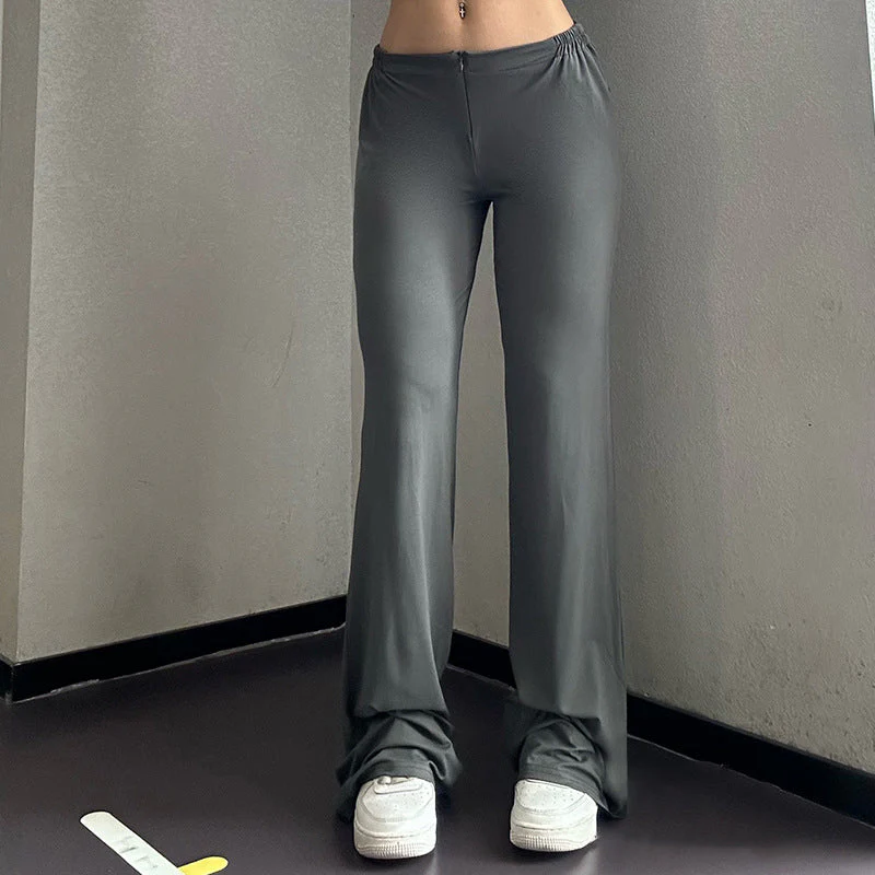 Women's Low Waist Zipper Fitness Pants Casual Draped Wide Leg Pants Home Sports Drag Pants