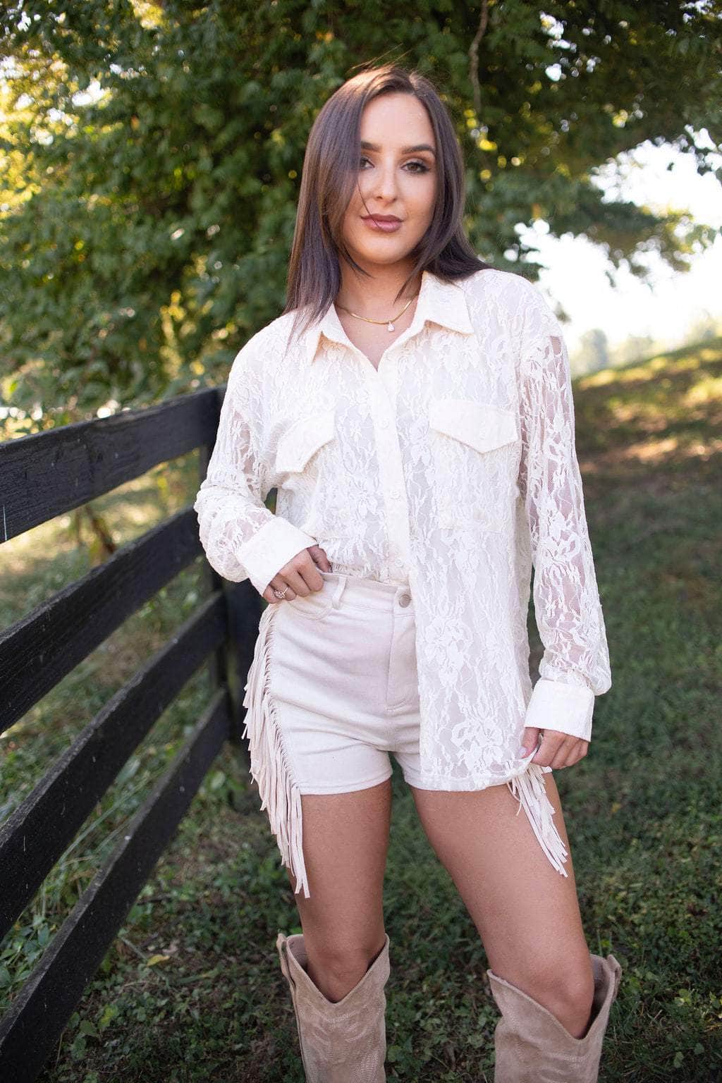 Boho Rodeo Floral Lace Shirt