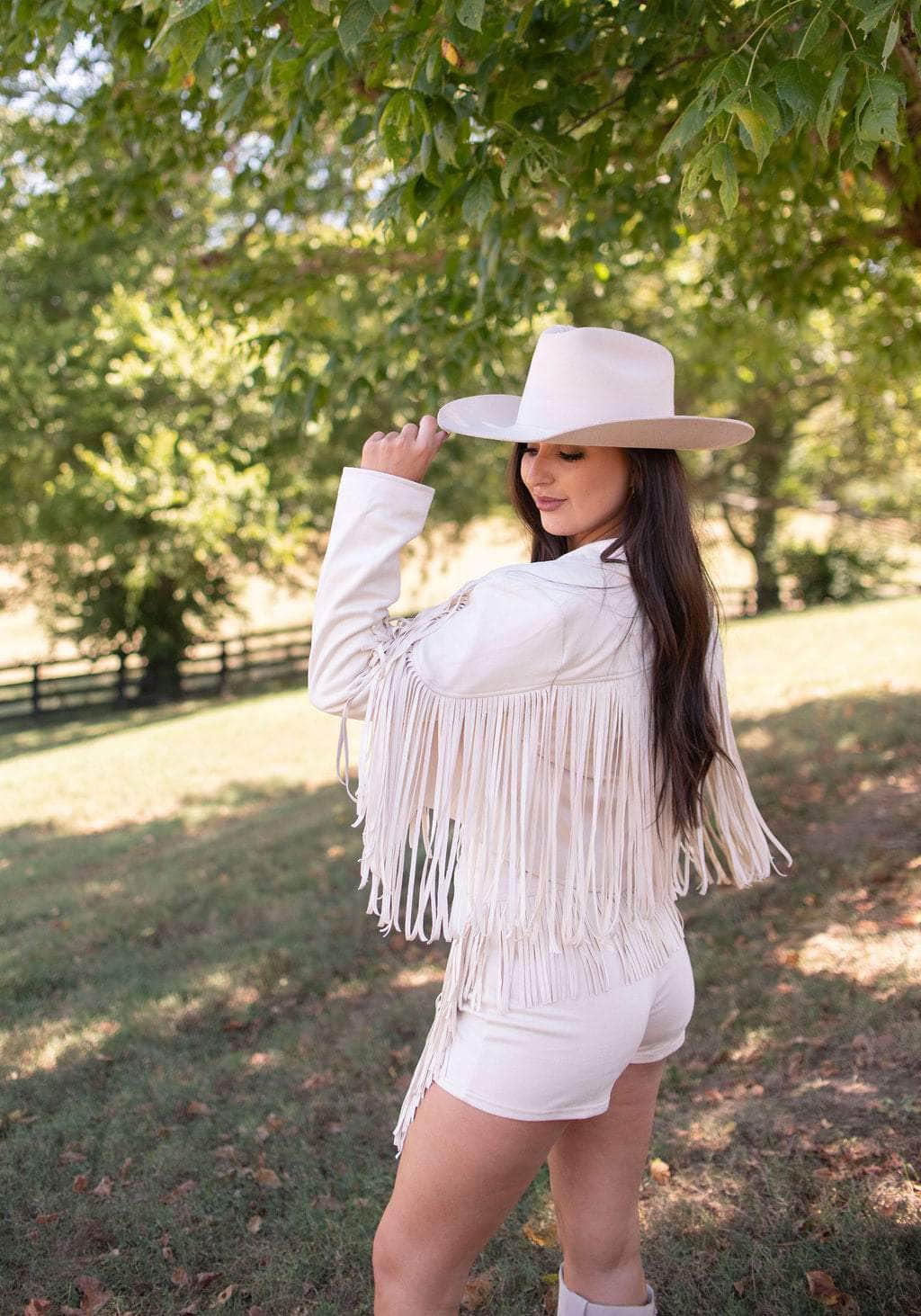 Festive Fringe Faux Suede Jacket