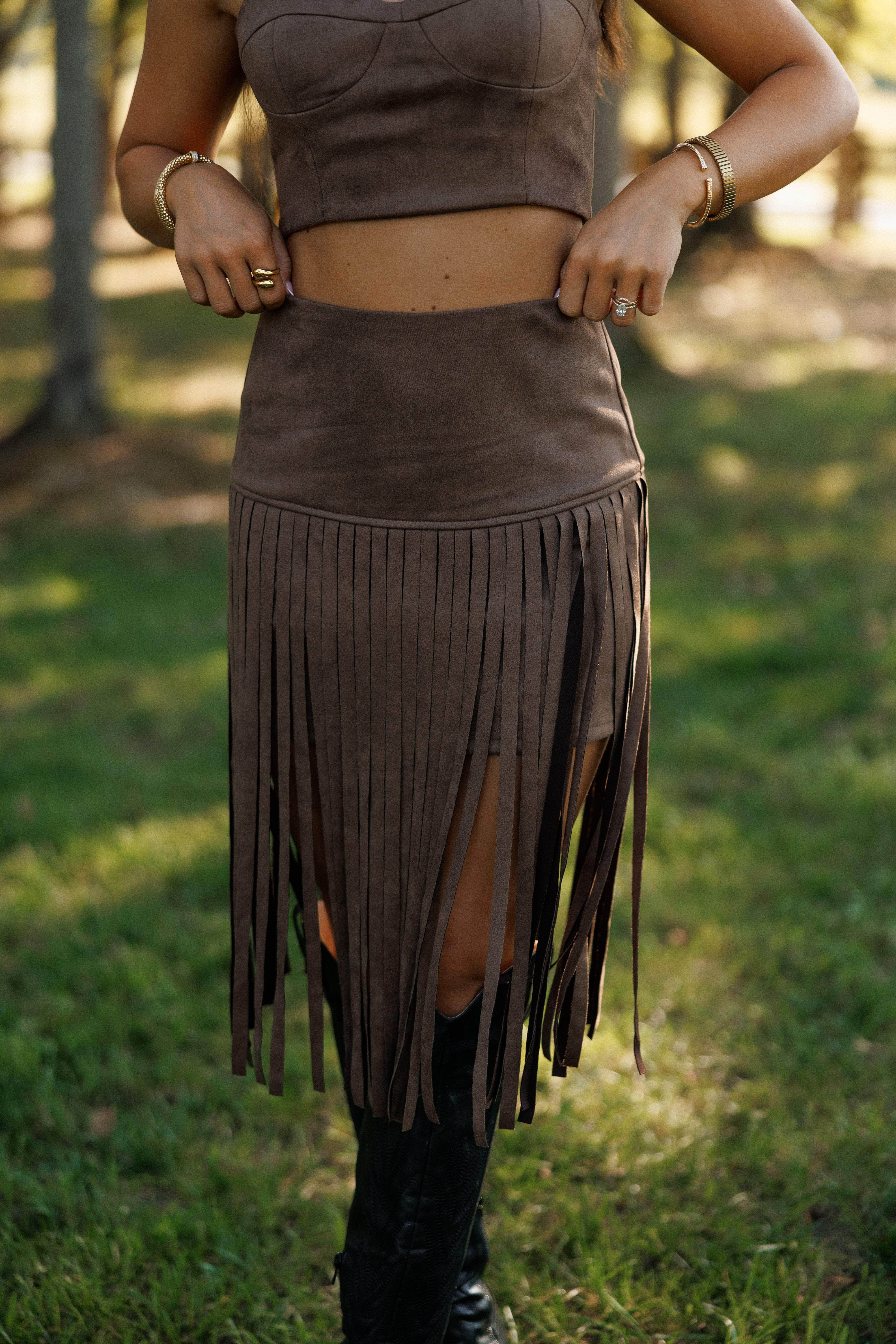 Western Spirit Suede Skirt