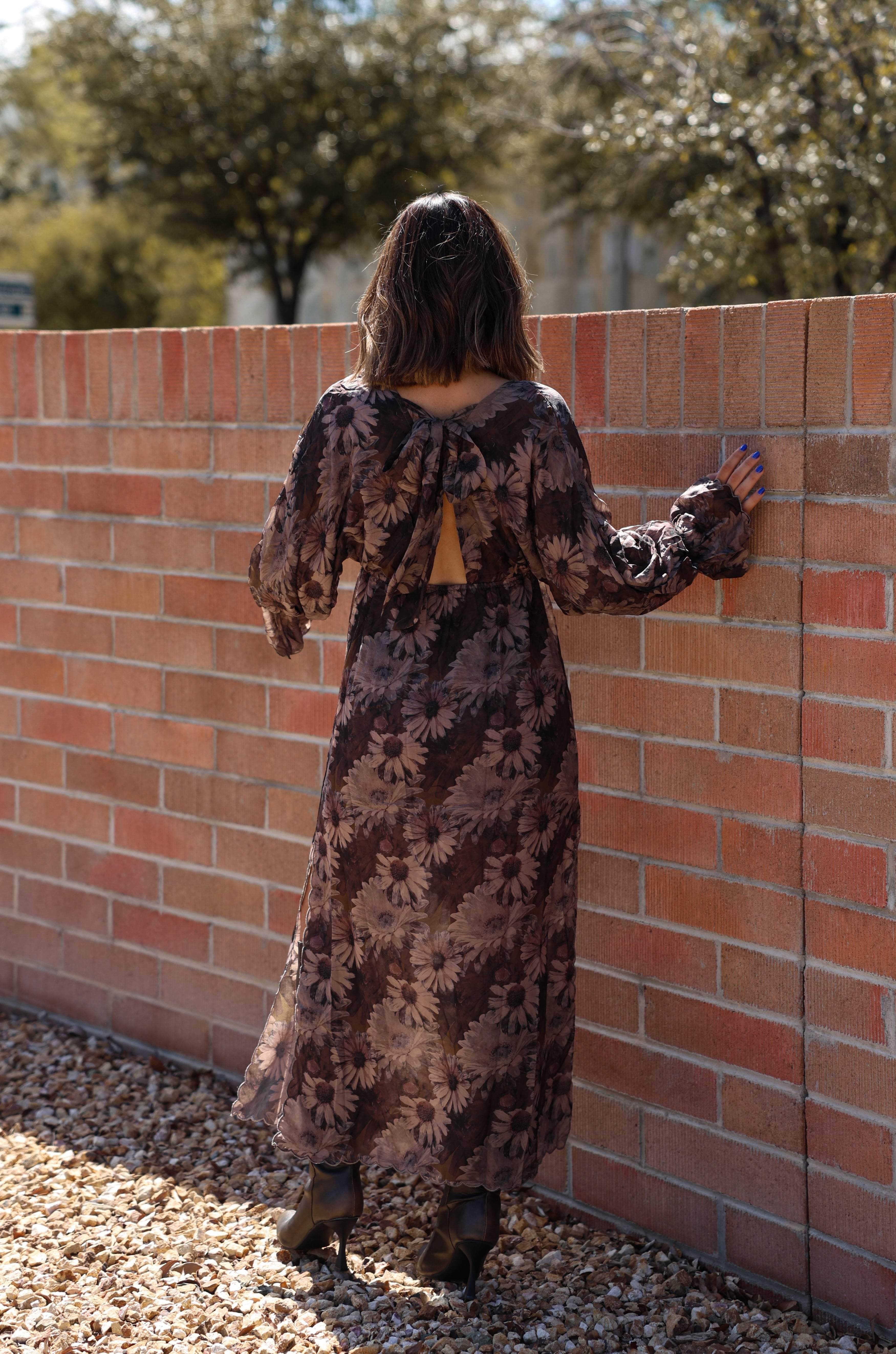 Brown Sunflower Maxi Dress